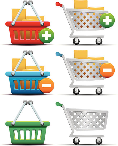 Shopping Cart and Basket Icons -- Premium Series vector art illustration