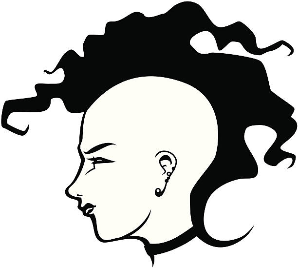 punk dziewczyna head - punk teenage girls women modern rock stock illustrations