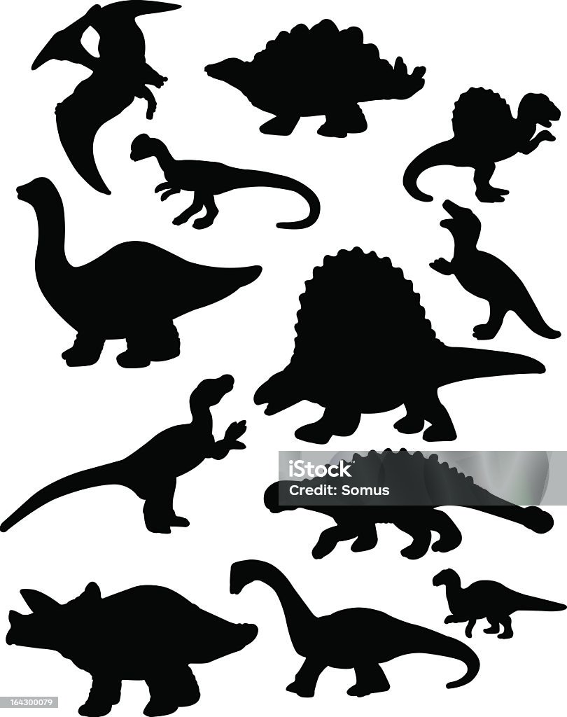 Siluetas de dinosaurio - arte vectorial de Dinosaurio libre de derechos