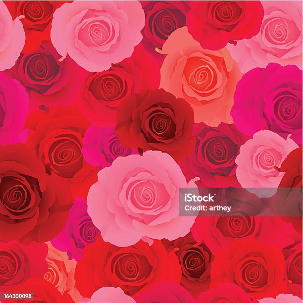 Rosa Vermelha Rosa Sem Costura Padrão - Arte vetorial de stock e mais imagens de Rosa - Flor - Rosa - Flor, Abstrato, Amor