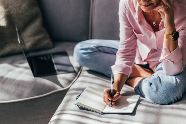 istock An Unrecognizable Happy Blonde Senior Woman Taking Some Notes While Working From Home 1643001401