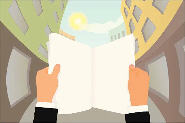 Vector illustration of Magazine reader in the city