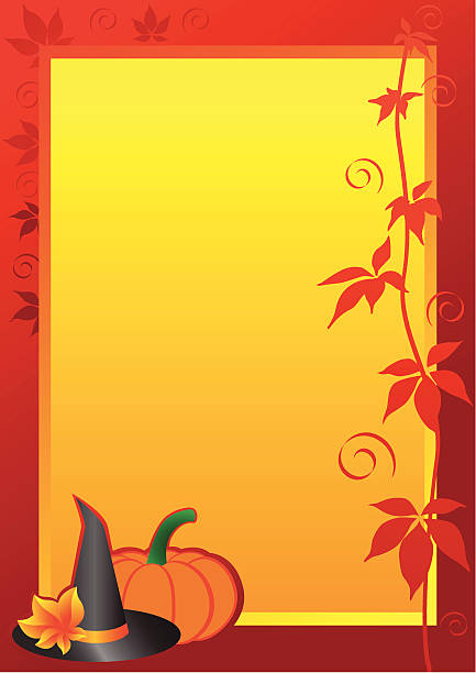 Autumn Frame Autumn Frame with pumpkin and witch hat for Halloween. Vector illustration. bewitchment stock illustrations