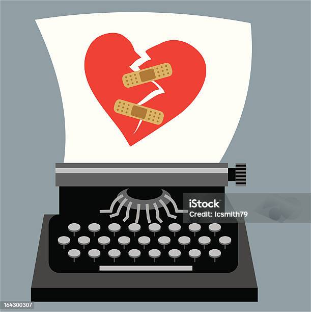 Vetores de Máquina De Escreverrecompor Meu Coração Partido e mais imagens de Máquina de datilografar - Máquina de datilografar, Símbolo do Coração, Amor