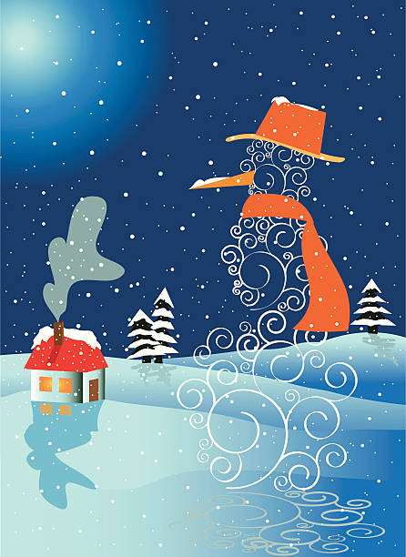 Ornement Bonhomme de neige avec house - Illustration vectorielle