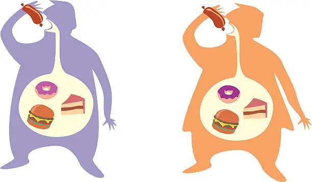 Vector illustration of Hungry fat people