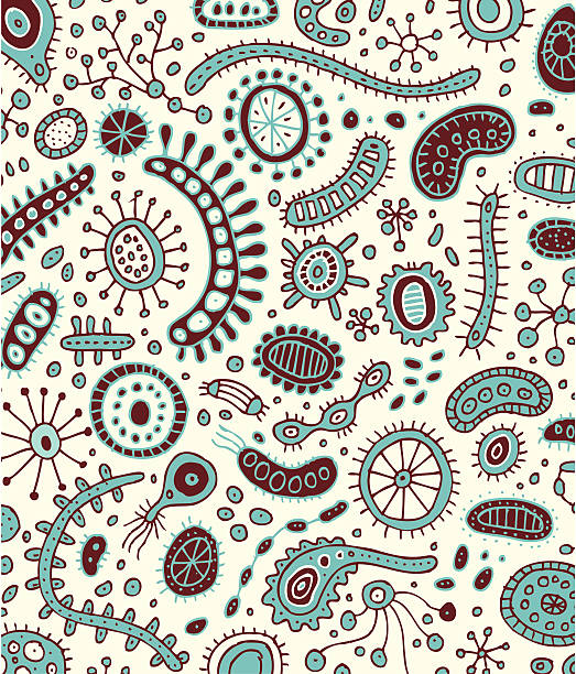 Hand-drawn bacteria shapes vector art illustration