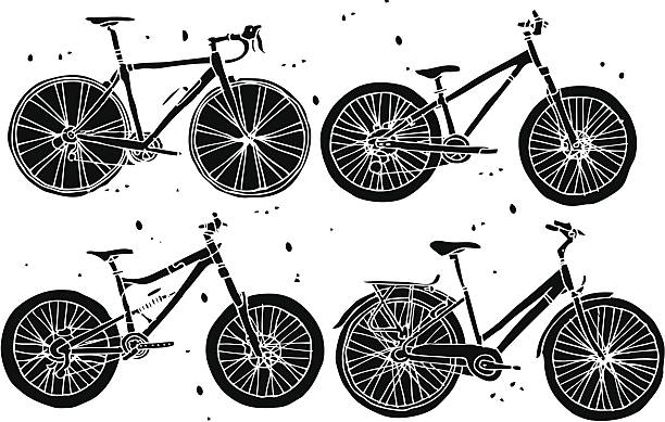 Grunge bikes vector art illustration