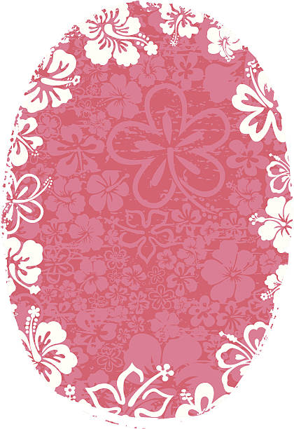 Pink, Oval Hibiscus Frame vector art illustration