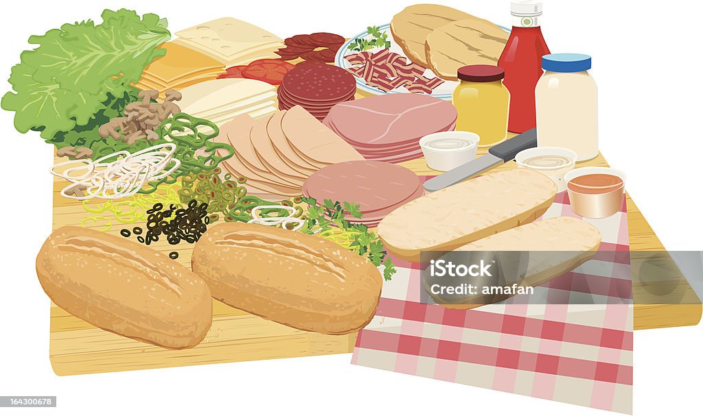 Épicerie fine table de pique-nique italien pour sandwiches - clipart vectoriel de Aliment libre de droits