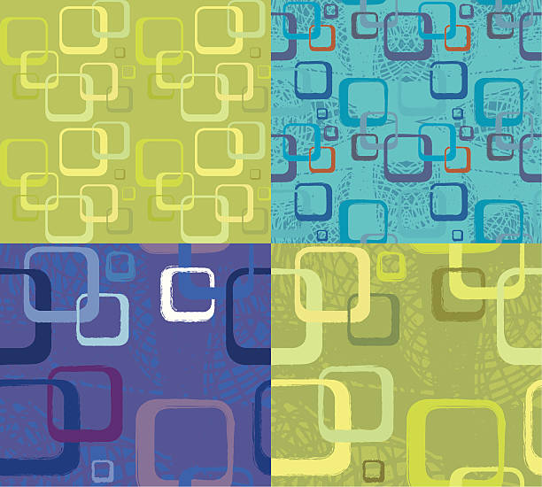 Retro Green, Turqouise and Purple Cubes Pattern vector art illustration