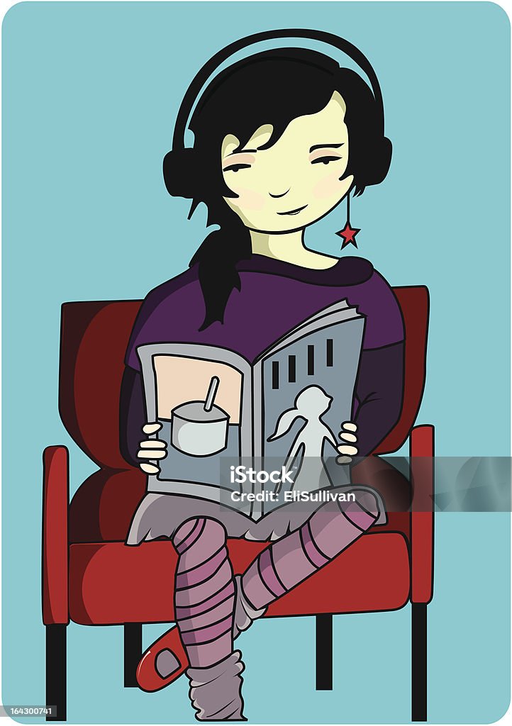 teen girl reading - arte vectorial de Adolescencia libre de derechos