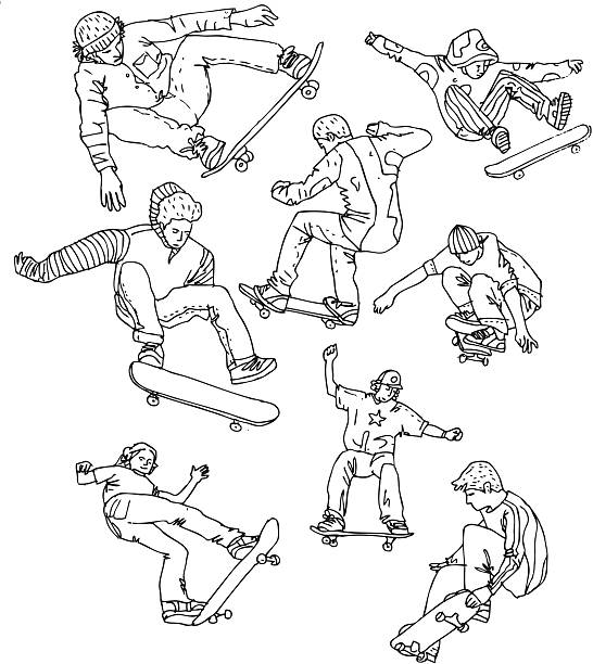 Skaters vector art illustration