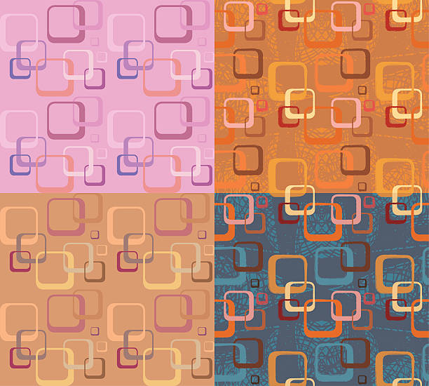 Retro Mixed Cubes Pattern vector art illustration