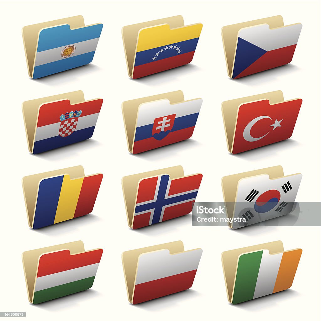 Foldery ikony świecie - Grafika wektorowa royalty-free (Akta)