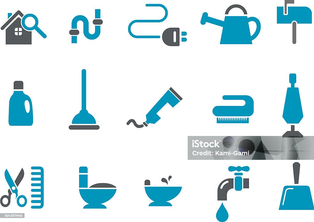 Дом икона Set - Векторная графика Ванная или туалет роялти-фри