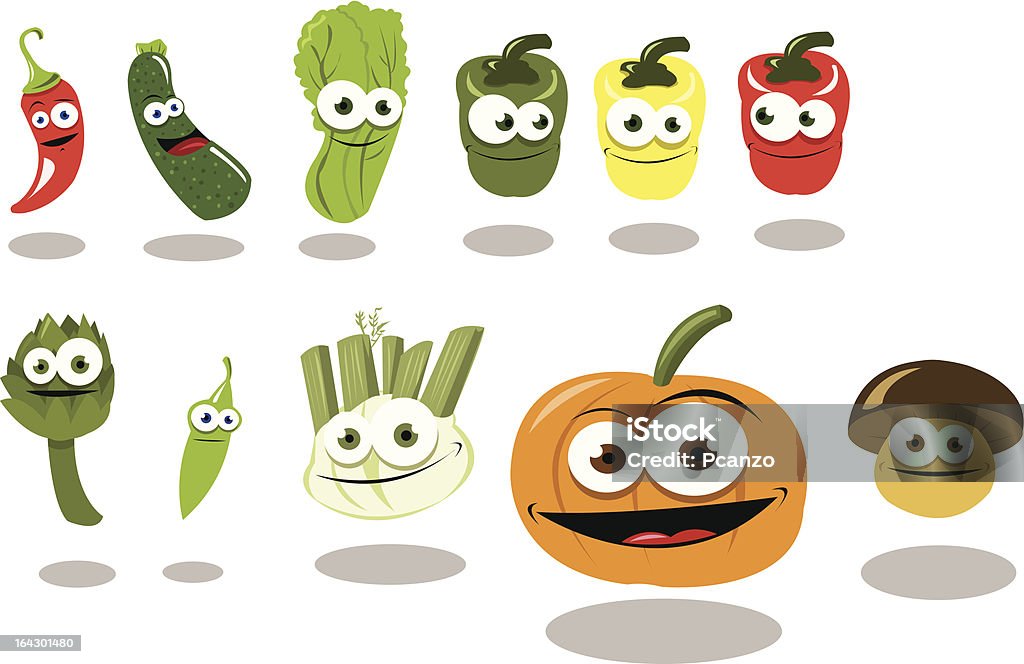 Funny Vegetables part 2 Other funny vegetables, every object is singly grouped Agriculture stock vector