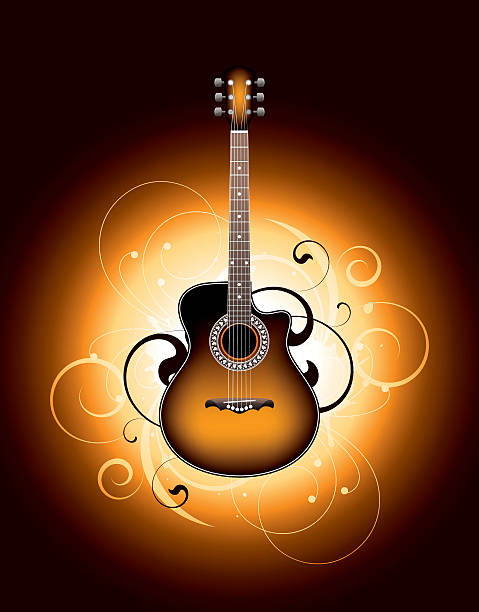 acoustic gitarre - guitar illustration and painting abstract pattern stock-grafiken, -clipart, -cartoons und -symbole