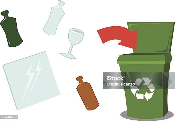 Reciclagem De Vidro - Arte vetorial de stock e mais imagens de Reciclagem - Reciclagem, Recipiente de Plástico, Amarelo