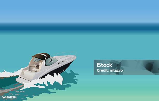 Лодка Класса Люкс — стоковая векторная графика и другие изображения на тему Быстроходный катер - Быстроходный катер, Вода, Иллюстрация