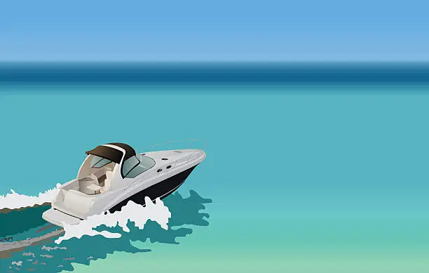 Vector illustration of Cartoon illustration of a luxury power boat cruising