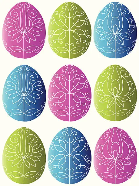 Vector illustration of Isolated easter egg set