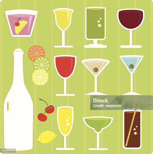 Des Boissons Alcoolisées Des Cocktails Des Boissons Coloré Vecteur Icônes Vecteurs libres de droits et plus d'images vectorielles de Alcool
