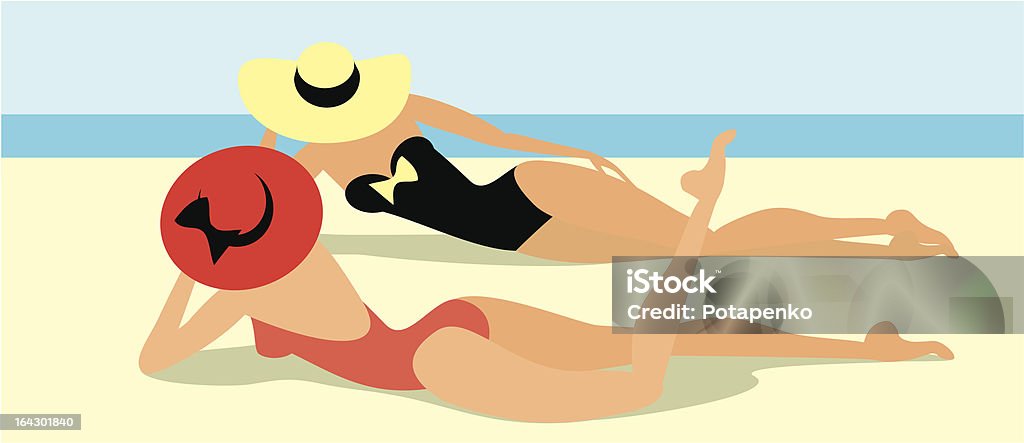 La playa - arte vectorial de Bronceado libre de derechos