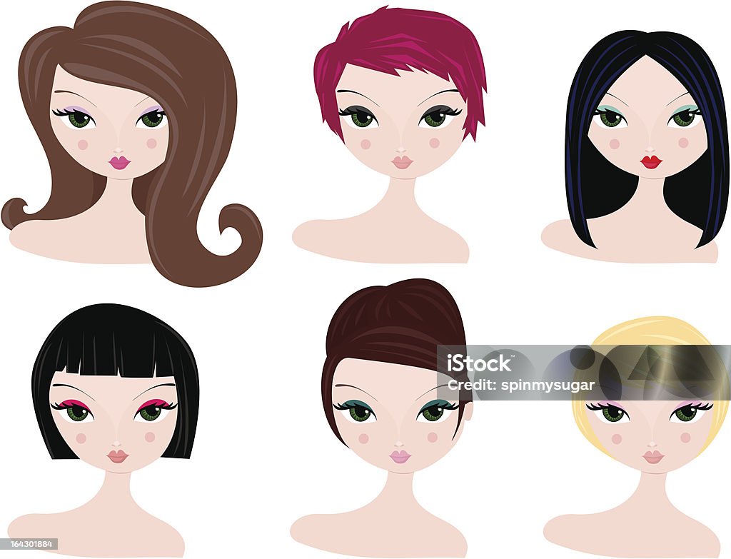 hairstyles para mulheres - Royalty-free Banda desenhada - Produto Artístico arte vetorial