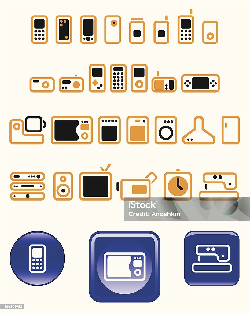 Home Elektronik-set von Vektor-icons (mit Knöpfen - Lizenzfrei Abluftventilator Vektorgrafik