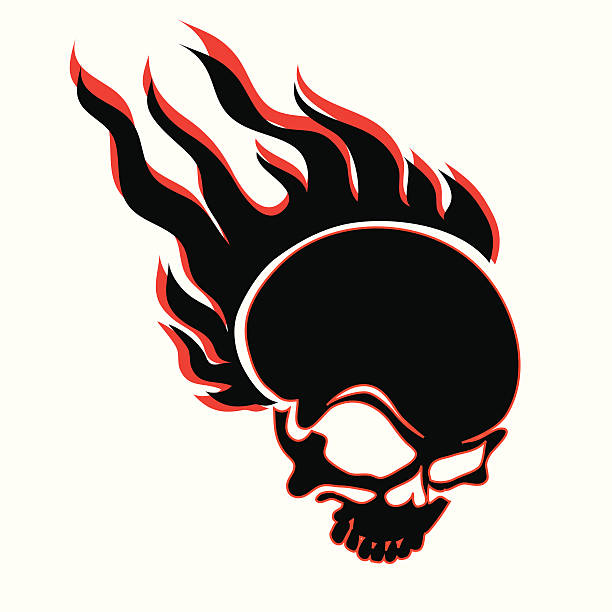 굽기 스컬 - inferno fire flame skull stock illustrations