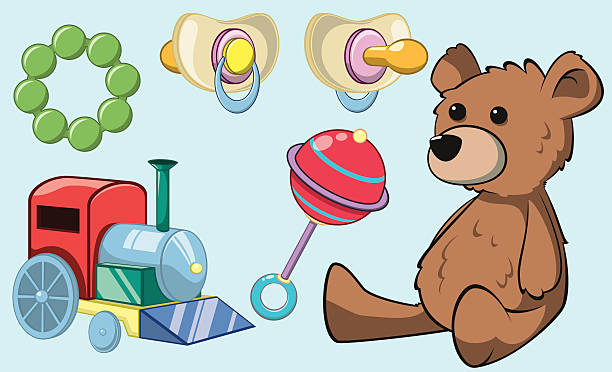 baby spielzeug - beißring stock-grafiken, -clipart, -cartoons und -symbole