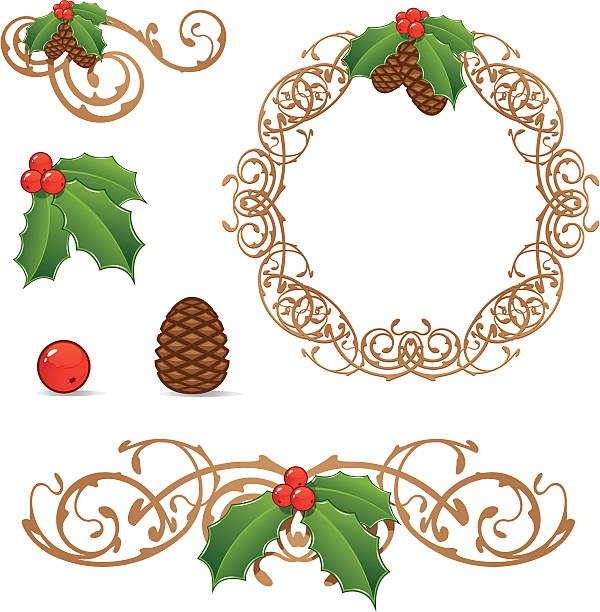 Christmas Wreaths vector art illustration