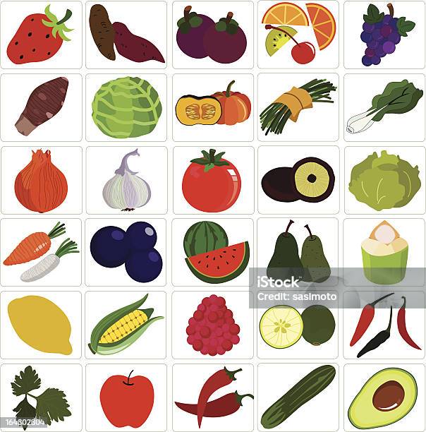 Fresh Vegetable Fruit Vector Set 2 Stock Illustration - Download Image Now - Vegetable, Slice of Food, Sweet Potato