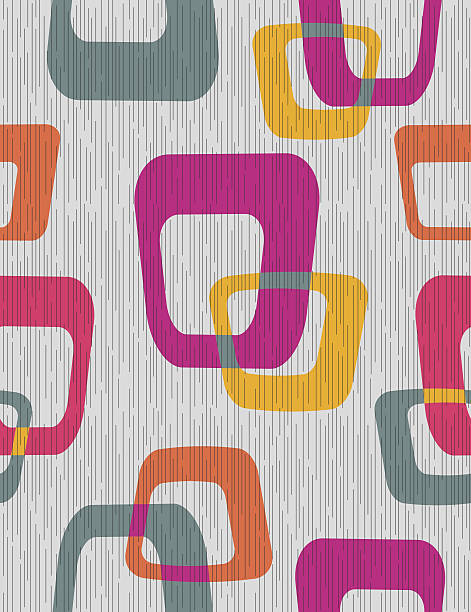 50 のレトロなシームレスパターン - wallpaper pattern wallpaper 1950s style ornate点のイラスト素材／クリップアート素材／マンガ素材／アイコン素材