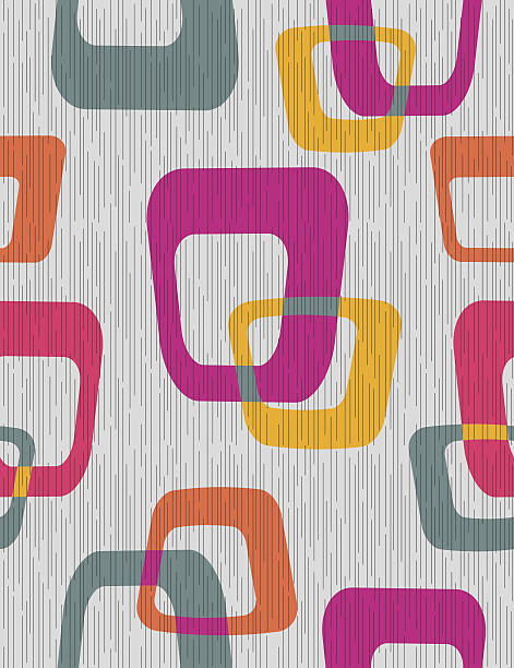 50s retro seamless pattern vector art illustration