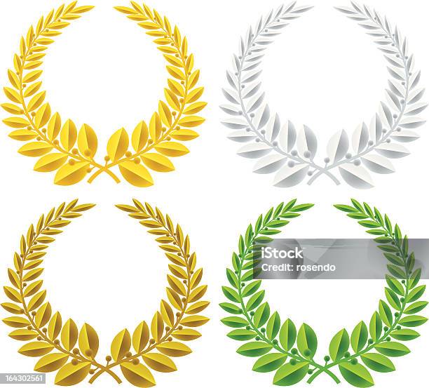 Vier Laurel Wreaths Stock Vektor Art und mehr Bilder von Bronze - Bronze, Bronzefarbig, Erfolg