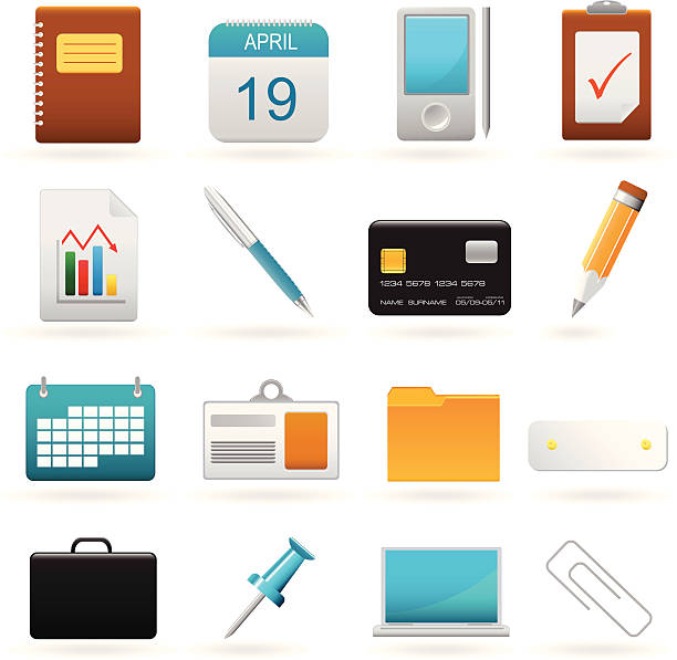 Vector set of office web icons vector art illustration