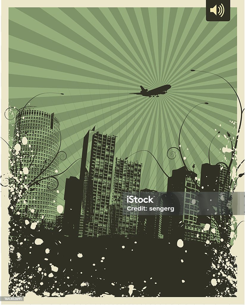 Grunge Retro la ciudad - arte vectorial de 1970-1979 libre de derechos