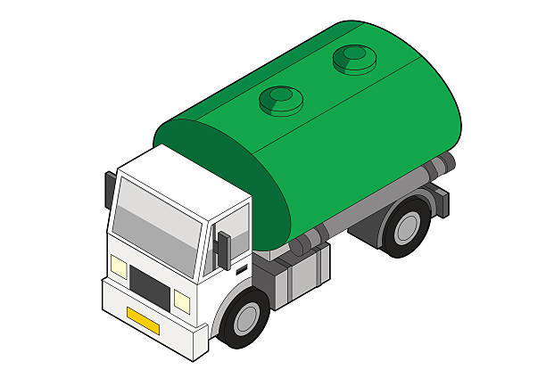 isometric tankowiec - fuel tanker truck storage tank isometric stock illustrations