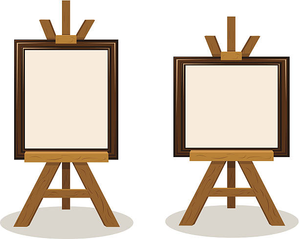Wooden Easel with Empty Frames vector art illustration