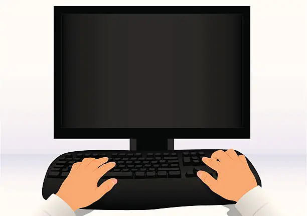 Vector illustration of PC user's hands