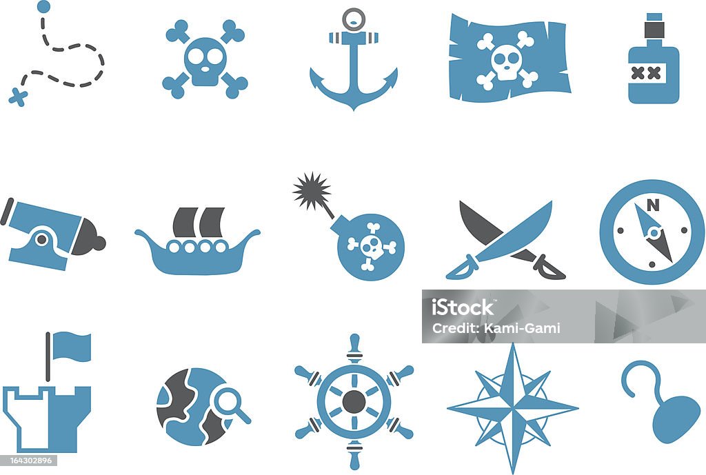 Conjunto de ícones de pirata - Vetor de Navio Viquingue royalty-free