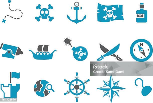 Vetores de Conjunto De Ícones De Pirata e mais imagens de Navio Viquingue - Navio Viquingue, Mapa do tesouro, Vector