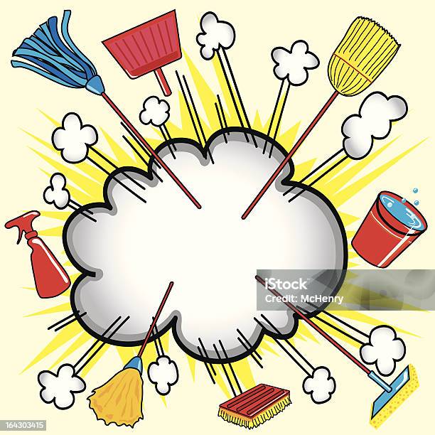 Cleaning Up Stock Illustration - Download Image Now - Broom, Cartoon, Mop