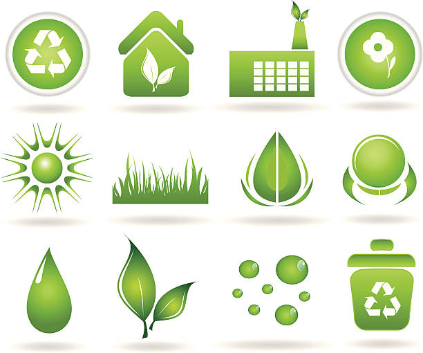 Set of ecology web icons vector art illustration