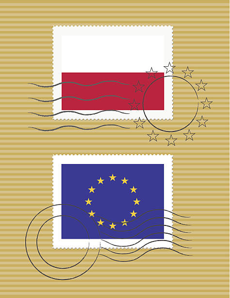 Poland and European Union - Stamps with flag vector art illustration