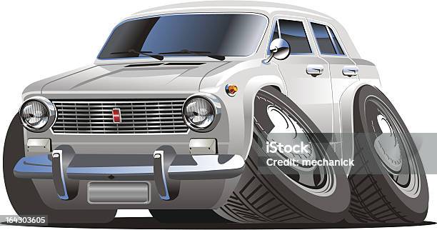 Вектор Ретро Мультяшный Автомобиль — стоковая векторная графика и другие изображения на тему 1970-1979 - 1970-1979, Автомобиль, Блестящий