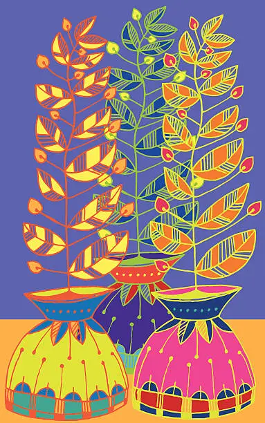 Vector illustration of Three Plants