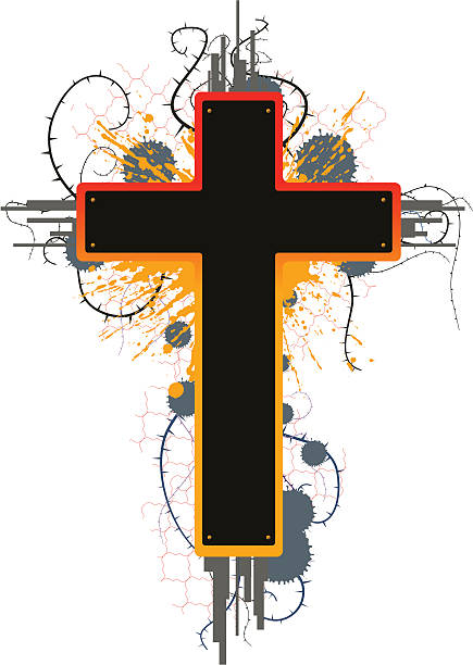 illustrazioni stock, clip art, cartoni animati e icone di tendenza di colore grunge cross - christianity cross shape dirty grunge